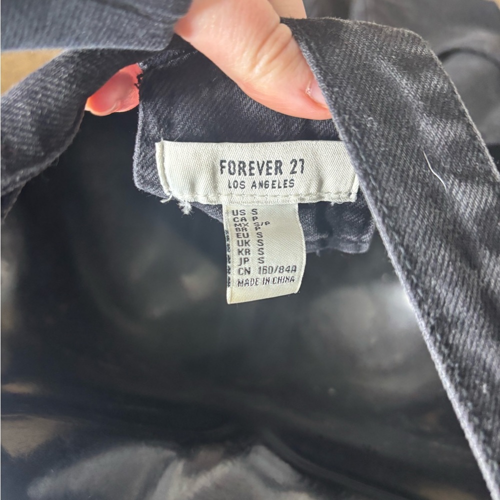 Forever 21 Black Mini overall black denim Dress - Picture 3 of 4